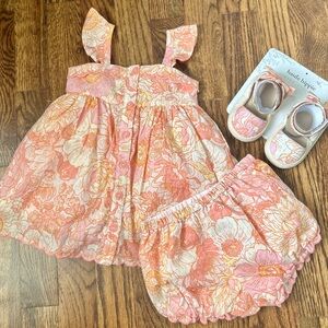 NWT Haute Hippie 3-6M Floral Dress Set 3pc Pink Easter Spring Outfit